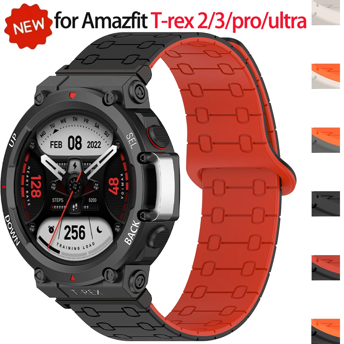 Zweifarbiges Magnetarmband für Huami Amazfit Watch T-rex Ultra/2Ultra/Pro Silikon-Sportarmband für Amazfit T-rex 3/2/1 Armband