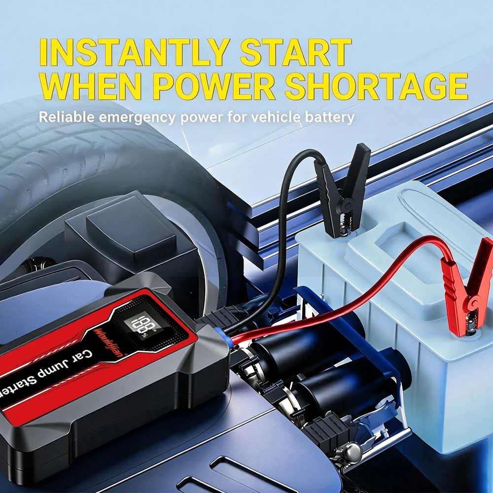 12V Portable Jump Starter Power Bank, Fast Charging with Emergency LED Light, Car Battery Booster for Petrol Diesel Auto SUV