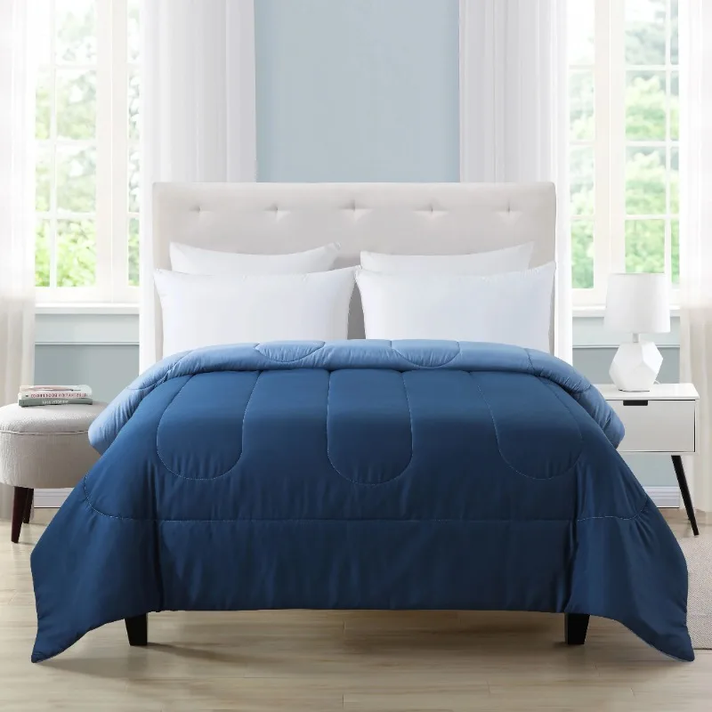 

Reversible Microfiber Comforter, Navy, Full/Queen, Adult, Unisex