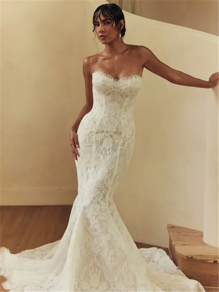 

Lace Wedding Dress Mermaid Vestidos 2 En 1 Desmontable Boda Bespoke De Novia Elegantes Trouwjurk Noiva Brautkleid Abito Da Sposa