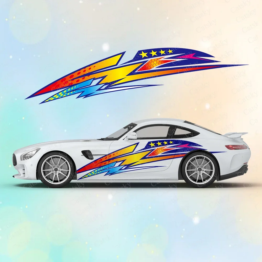 

Colorful Star Racing Stripe Car Body Sticker Anime Itasha Vinyl Car Side Decal Sticker Car Decor Sticker Cars Protective Film