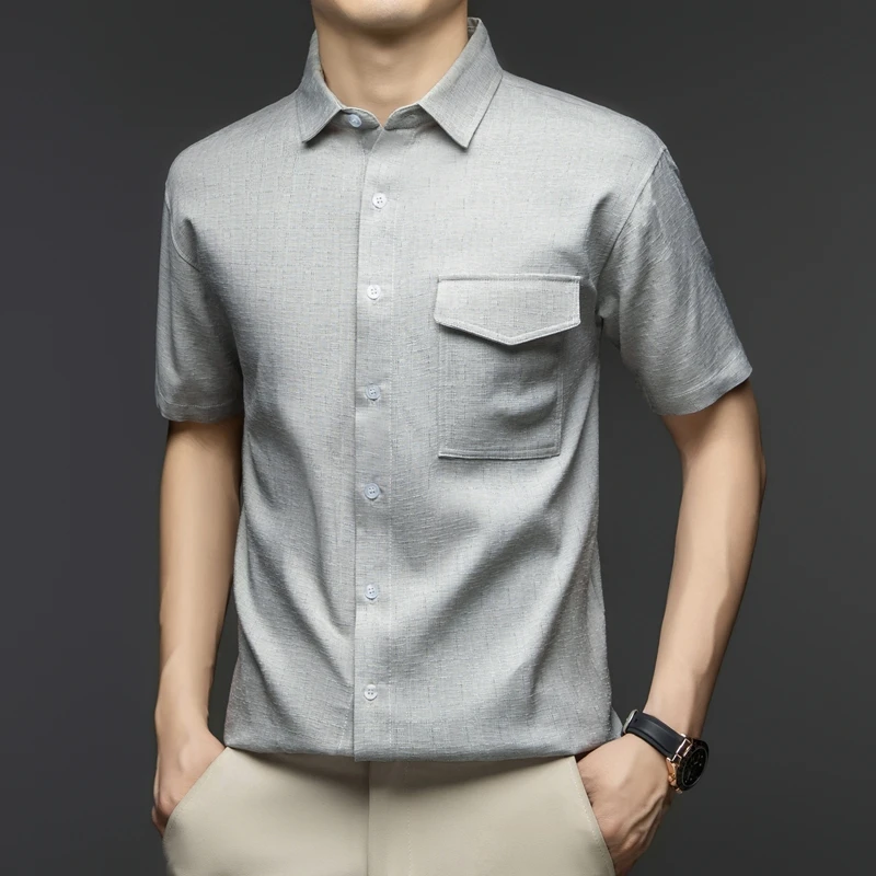 

Men's Shirts Casual Clothing Short Sleeve Dress Shirt Turn-down Collar Button Down Lapel Business Formal Pockets Quick Dry