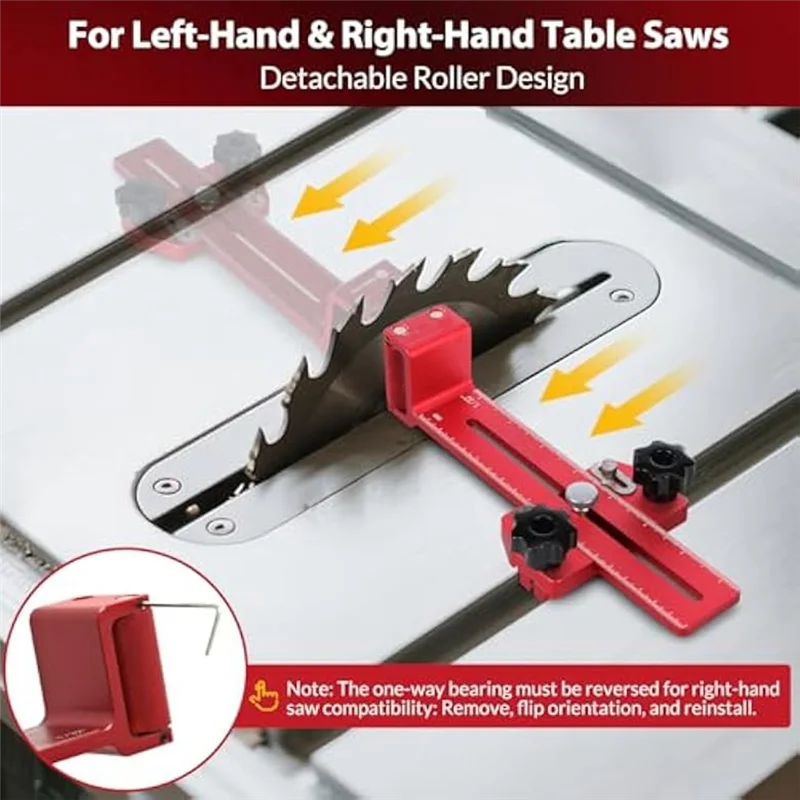

Repetitive Narrow Strip Cuts, Works With Table Saw, Band SawSafety Roller Bearing Thin Rip Jig Table Saw Jig Guide