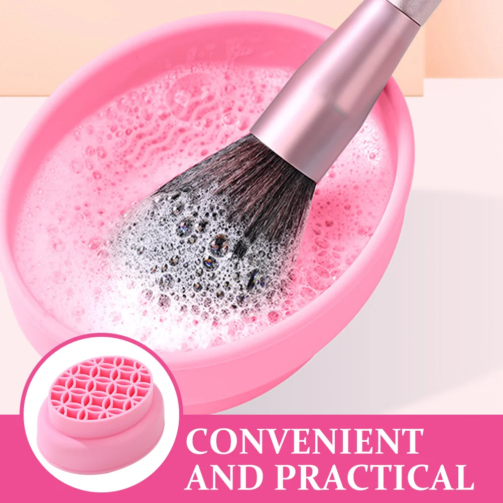 Silicone Makeup Brush Cleaning Bowl Makeup Sponge Cleaner Drying Holder Multifunctional Brush Cleaner Pad