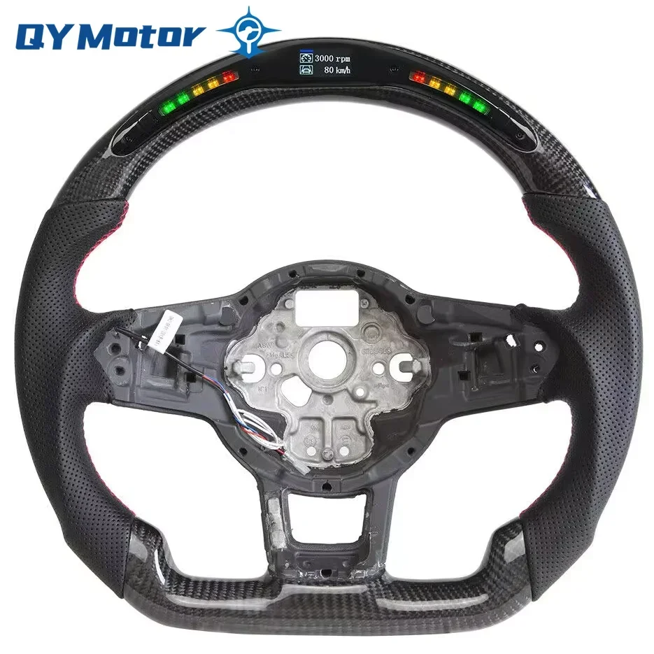 Led Display Car Steering Wheel Kit Perforated leather Carbon Fiber Racing Sport Wheel For Volkswagen VW GTI Golf MK7 2015-2017