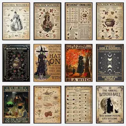 Fun Witchcraft Knowledge Posters Witches Magic Canvas Painting HD Print Kitchen Wall Art Picture Halloween Home Decor Wall D