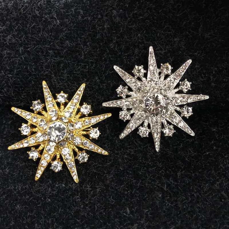 Fashion Snowflake Brooch For Women Luxury Zircon Octagon Brooch Clothes Pin Accessories Fine Jewelry Wholesale