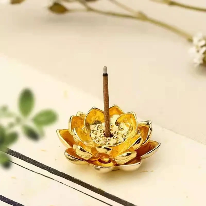 1pc Alloy Incense Burner Incense Stick Holder Plate Multi Holes Lotus Incense Stick Holder Home Decor Red Bronze Incense Censer