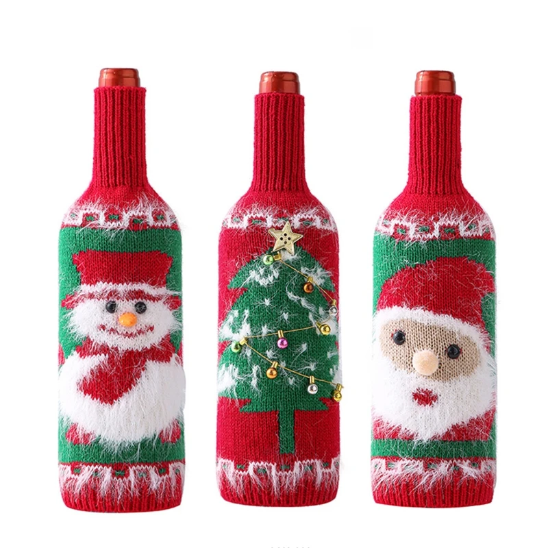 Y166 Christmas Champagne Bottle Covers for Xmas Decor Great Gift to Wine Lovers