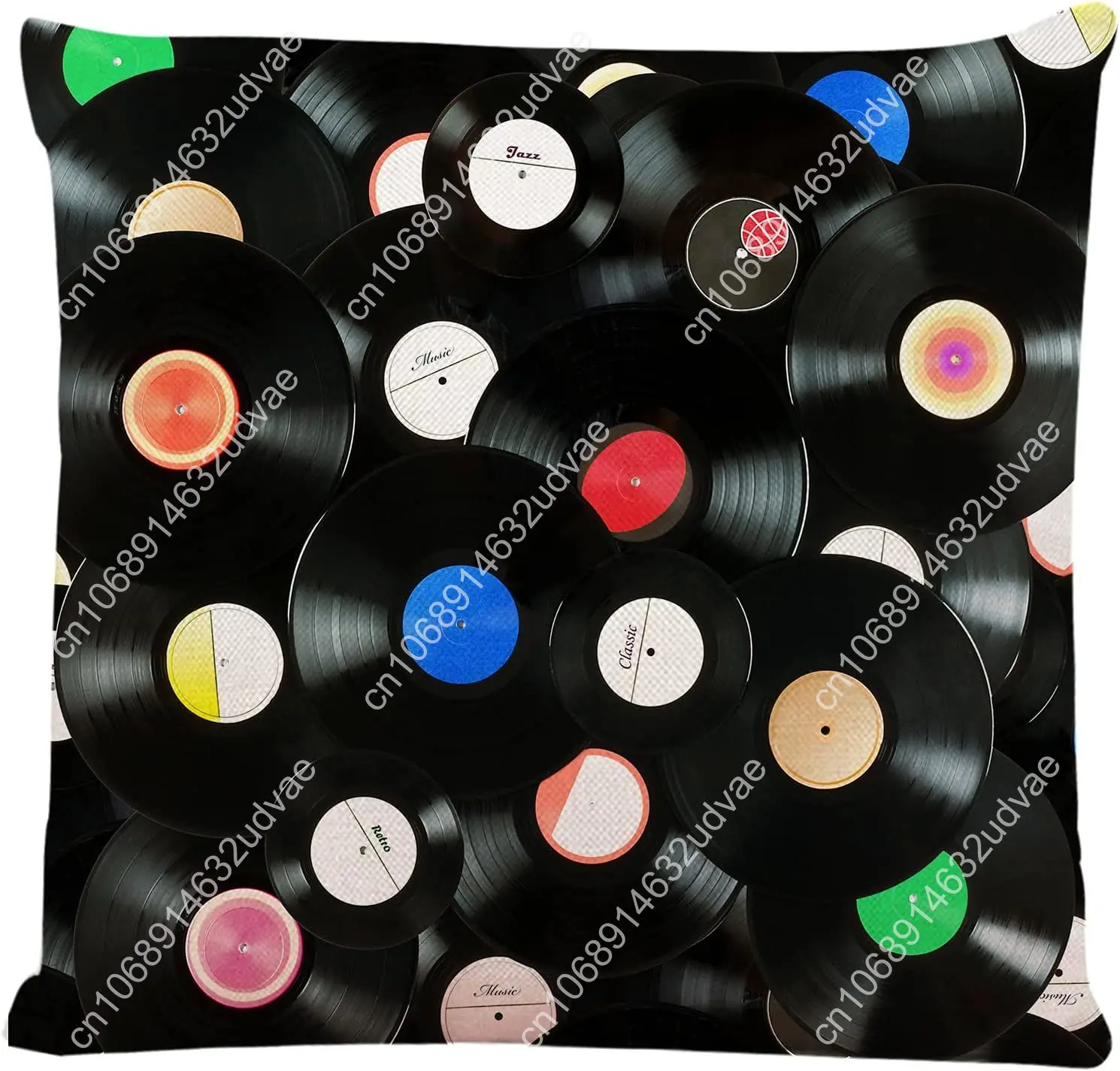 

Throw Pillow Cover Vynil Abstract Music Colorful Vintage Vinyl Records Over White Old Decorative Throw Pillow Cushion Case for H