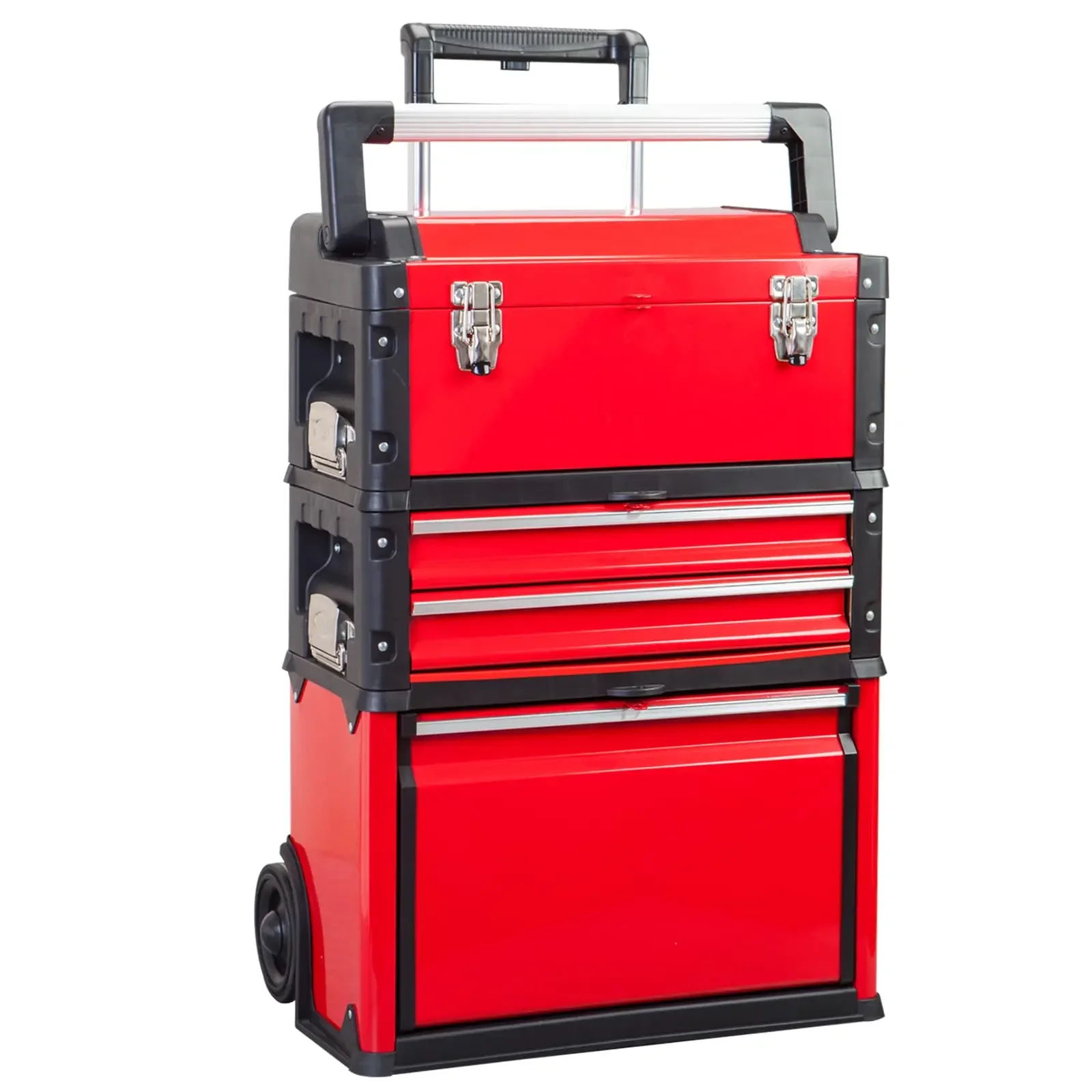 Big Red Garage Workshop Organizer, Steel and Plastic Stackable Rolling Tool Box, Upright Trolley