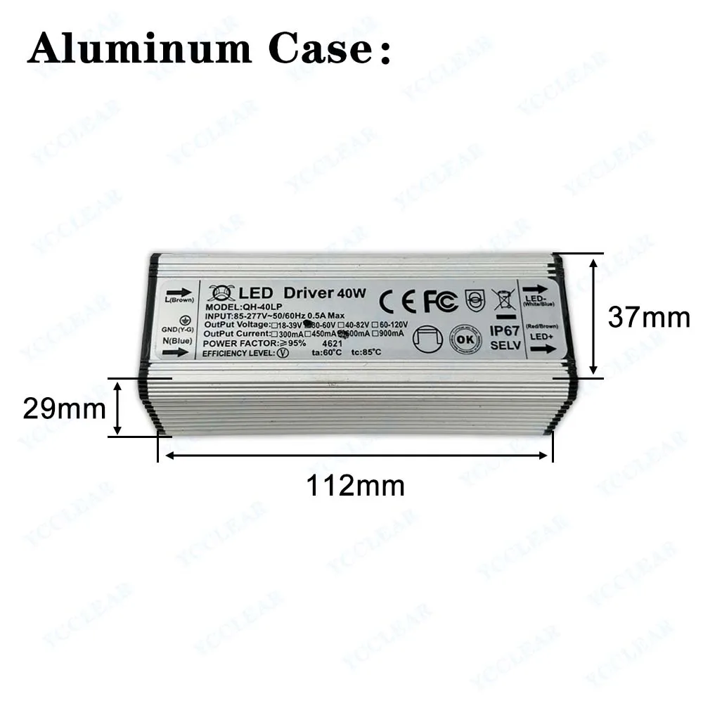 Driver LED 20W 24W 25W 28W 30W 36W 40W DC60-120V 39-85V 30-58V 18-39V 300mA 420mA 600mA 900mA alimentatore trasformatore di illuminazione