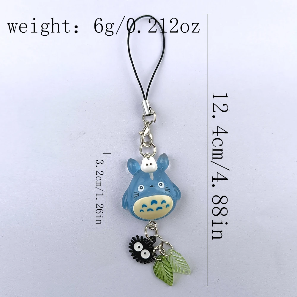 Kawaii Blue Animal Totoro Phone Charm Soot Sprite Keychain Woodland Anime Cat Cosplay Pendant Accessories Handmade Y2K Gift image 6