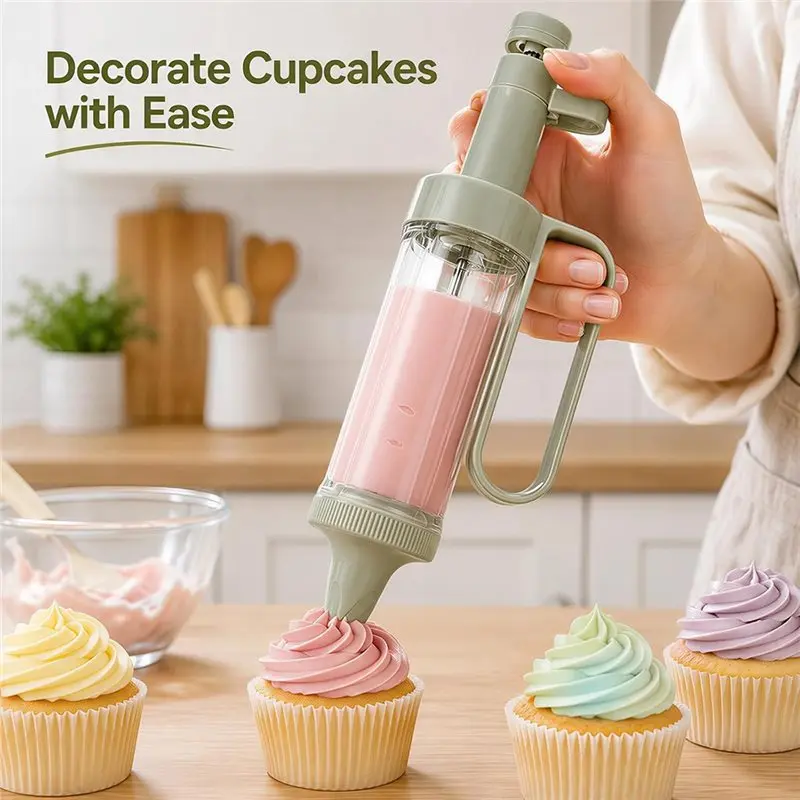 PORK-For Cupcake Decorating Tool Set, Cake Decorating Clear Icing Dispenser Easy-To-Clean Pastry Kit, Mess-Free Frosting