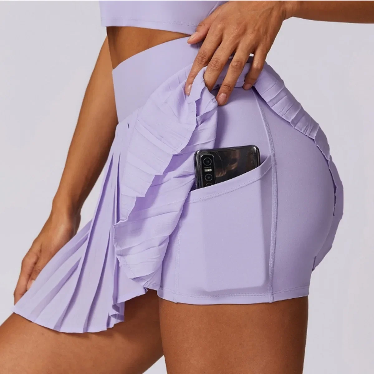 Safe Tennis Skirts With Pocket Shorts Gym Golf Running Pleated Pantskirt SEXY Women Sports Fitness High Waist Yoga Skort