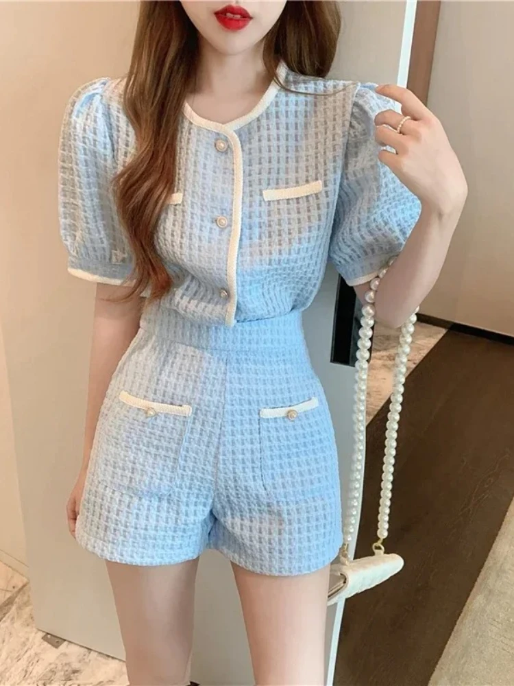 Nieuw in de zomer korte sets voor dames Koreaanse stijl mode top en shorts met korte mouwen 2-delige set outfitpak met shorts voor dames