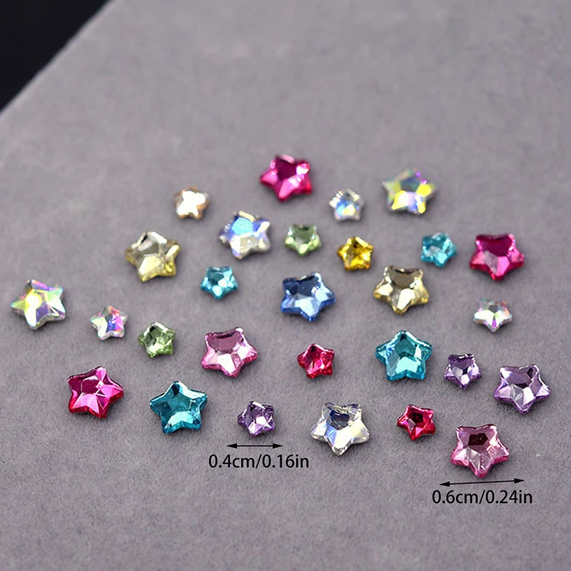 50 Stück Sternförmige 4/6MM Glitzernde Flache Acryl-Kristalle Mini Nagelkunst-Strass Farbige 3D DIY Maniküre-Dekorationen Diamanten – Detail 13