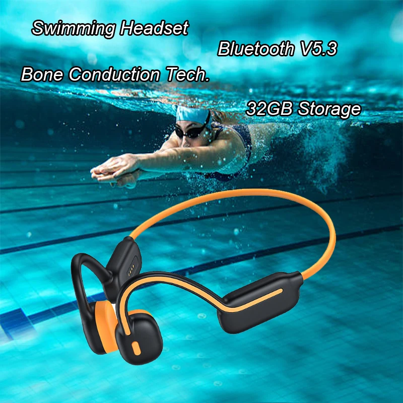 Real Bone Conduction IPX8 Waterproof Earphone Swimming 32GB MP3 Sports Music Players Wireless Headphone Bluetooth Headset