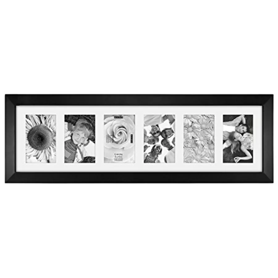 

International Designs Black 6 Opening 4x6 Matted Collage Photo Wall Frame