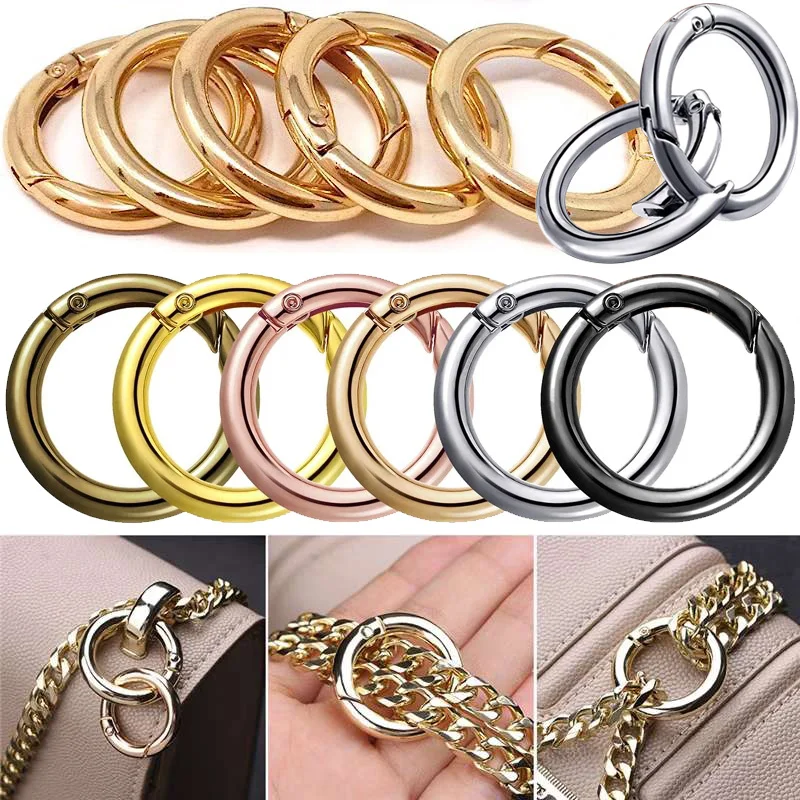 22-30mm Metal Round Carabiner Keychain Bag Clips O Ring Spring Clasps for DIY Jewelry Openable Hook Dog Chain Buckles Connector