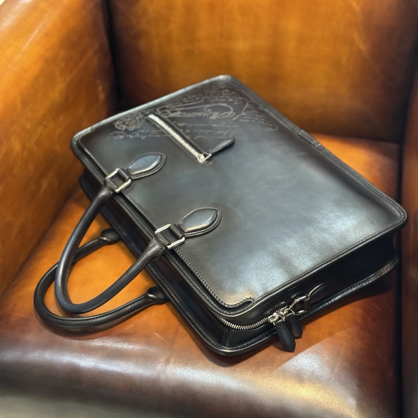 DIMY 2025 men's new business briefcase men's leather high-end luxury handmade retro computer handbag shoulder bag men's bag