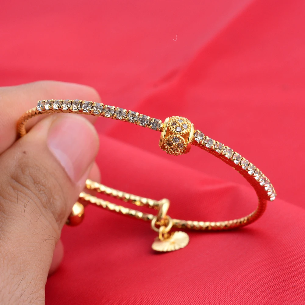 Mosaic 1Pcs Dubai Arab Gold Color Baby Child Bracelet Bangles For Boy Girl Bride Bracelets Ethiopian/African/Dubai Jewelry gifts