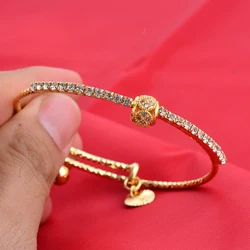 Mosaic 1Pcs Dubai Arab Gold Color Baby Child Bracelet Bangles For Boy Girl Bride Bracelets Ethiopian/African/Dubai Jewelry gifts