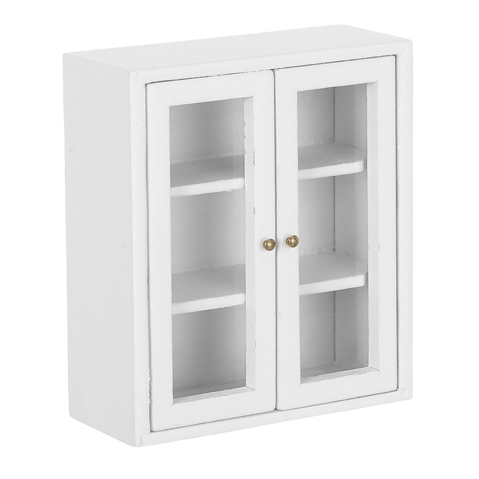 1:12 Miniature Wall Cabinets For Dollhouse Wooden Hanging Cabinet With Display Shelf, Mini Storage Cupboard, Bathroom/Kitchen