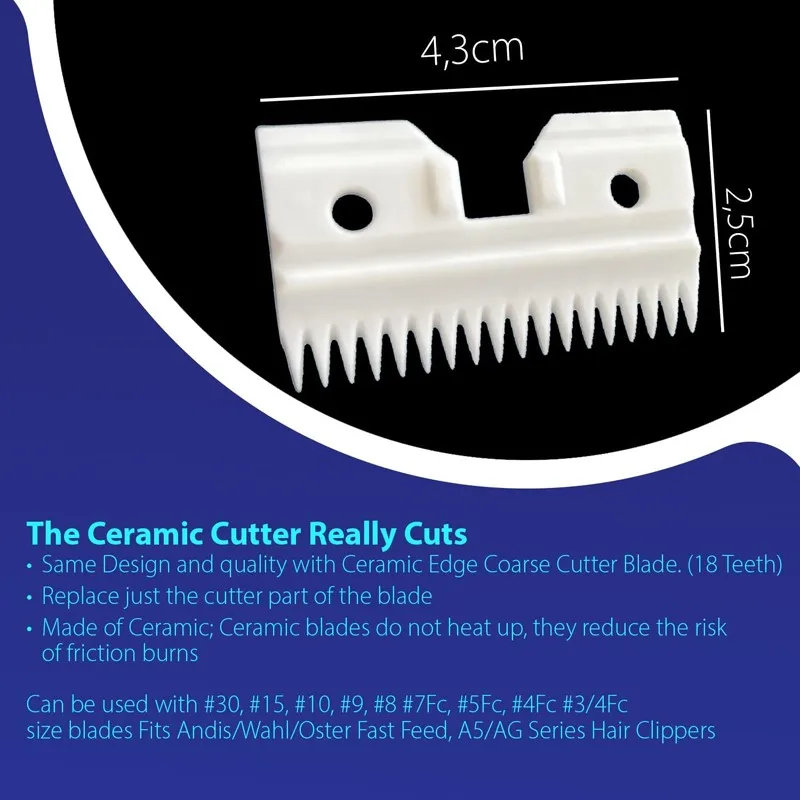 Coarse Ceramic 18 Teeth Cutter Pet Replacement Blade For Andis, Oster A5, Walh KM Series Clipper Detachable blades，(not fit #40)