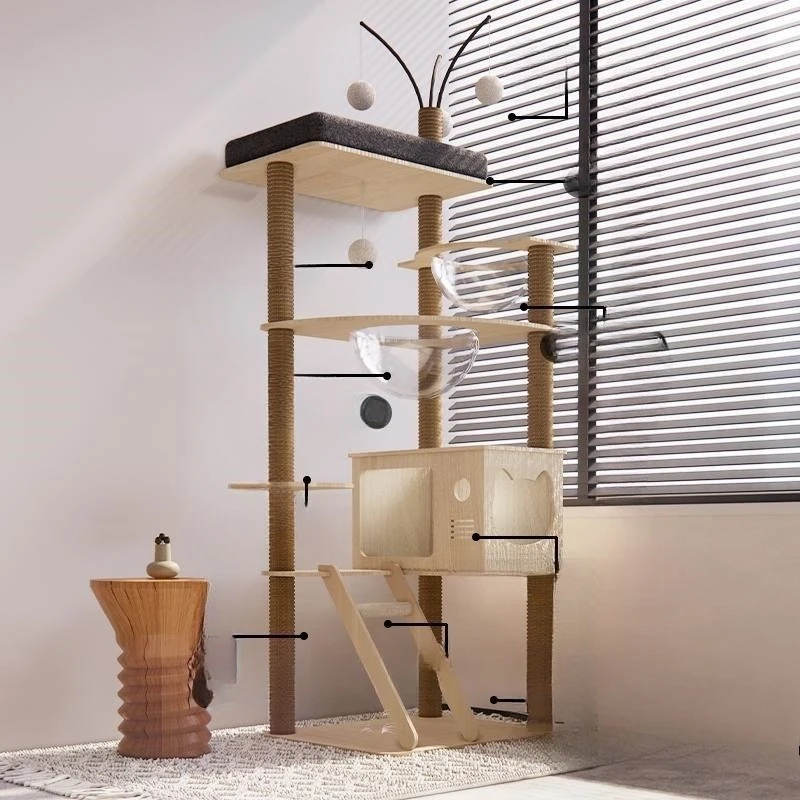 

Cat climbing frame Solid wood color Space capsule Cat jumping platform