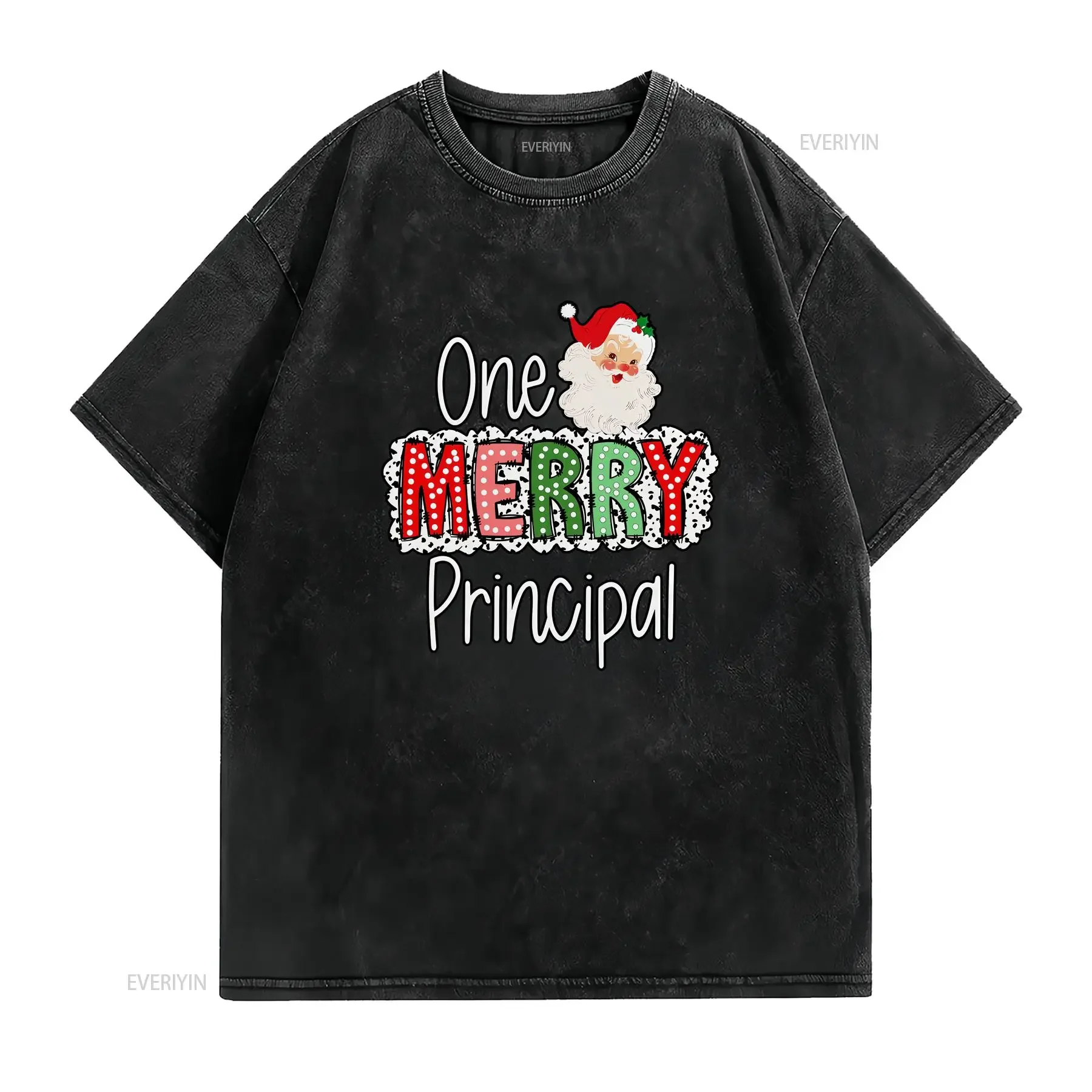 One Merry Principal Christmas T Shirt Xmas for Principals Holiday Vintage Santa Admin Party Dalmatian vintage Washed streetwear