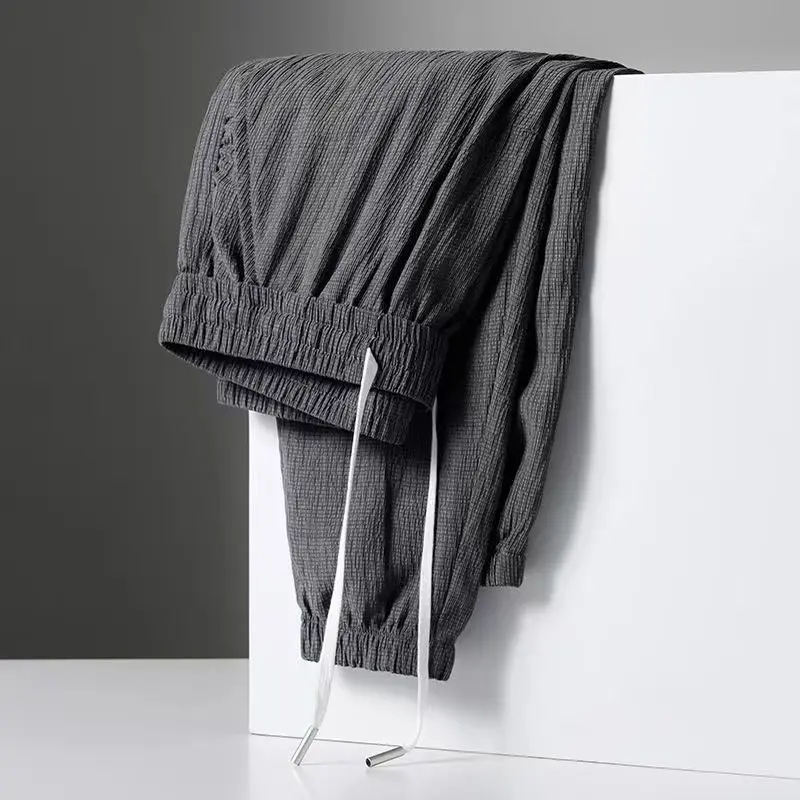 Men Casual Pants Black Harem Pants Man's Clothing Quick-drying Leggings Sportswear Summer Loose Solid Thin Slim Hip Hop