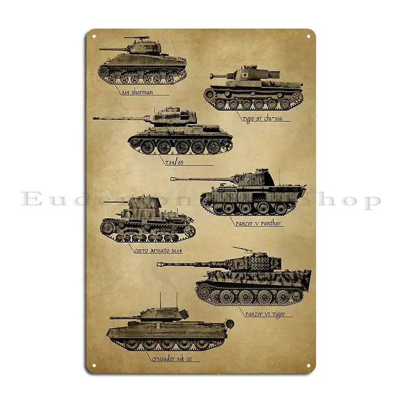 لافتة معدنية لخزانات Ww Ii من الحديد الصدئ لإنشاء ملصق لافتة سينما من القصدير