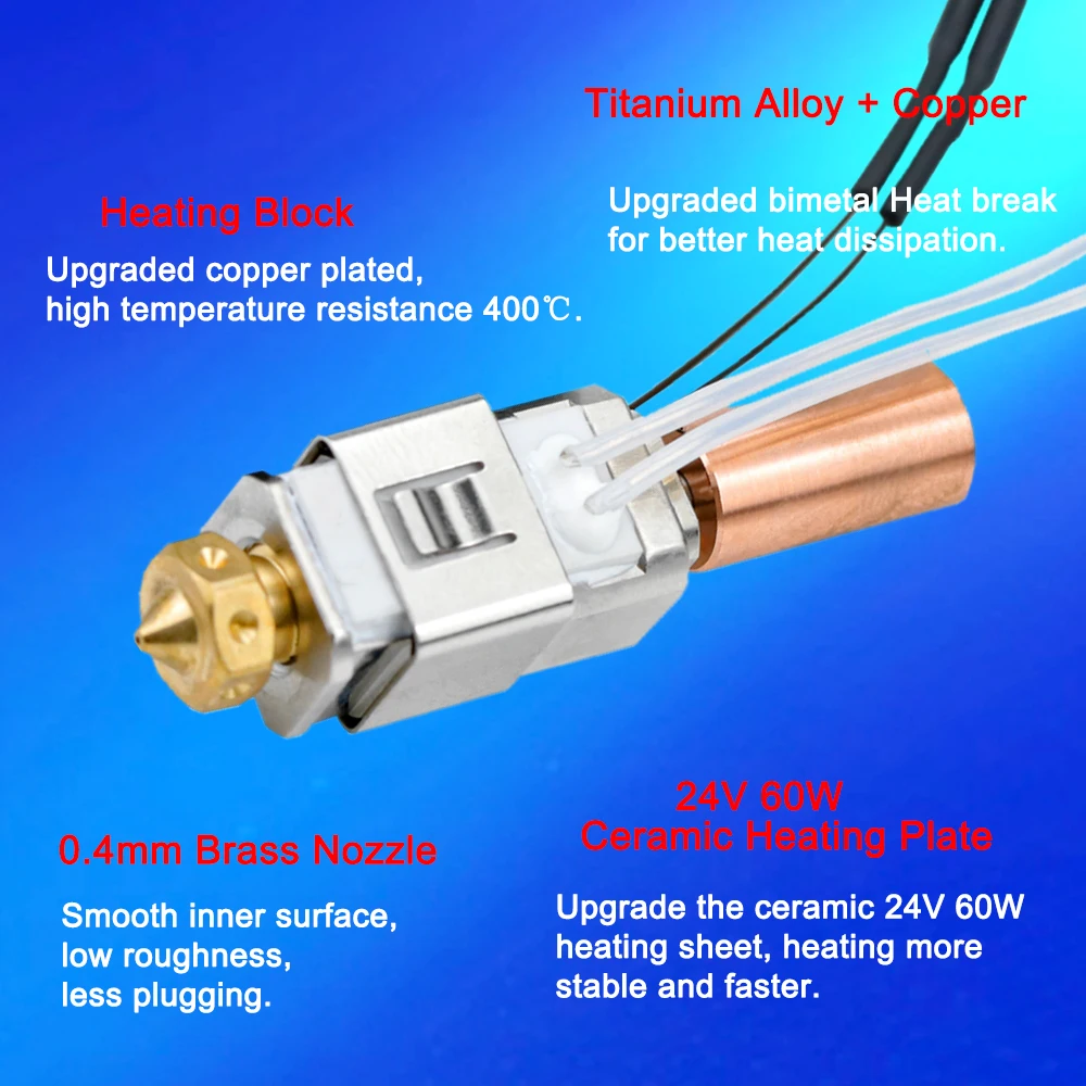 Hotend Kit for Artillery Sidewinder X1 X2 Kit Upgrade 24V 60W Hot End Accessories 3D Printer Parts for Artillery SW-X2 SW-X1