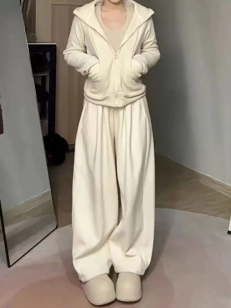 

2025 Autumn Hoodie Sports Suit Female Korean Version of Fashion Loose Casual Two-piece Wide-leg Pants