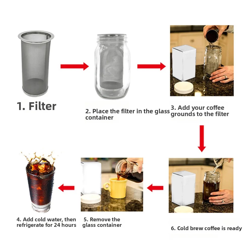 For Home Brewing Cold Brew Filter Ultra-Fine Mesh Bar Accessory Fine Mesh Filtration Sealing Ring Included Leak-proof Fit