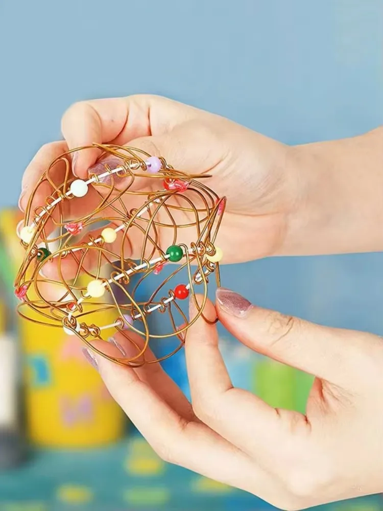 Magisches Eisenring-Puzzle-Spielzeug, kreativer Mandala-Blumenkorb, Dekompressions-Zappelspielzeug, pädagogisches STEM-Sensorspielzeug für Erwachsene und Kinder