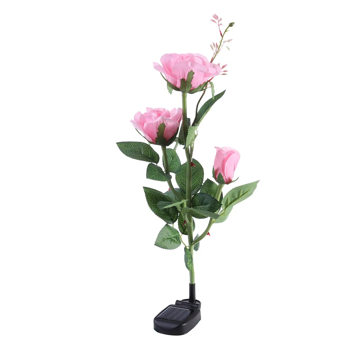 LED Solar Rose Flower Light Pink Outdoor Garden Decor Lawn Walkway Pathway Romantic Lighting for Wedding Ceremony Party