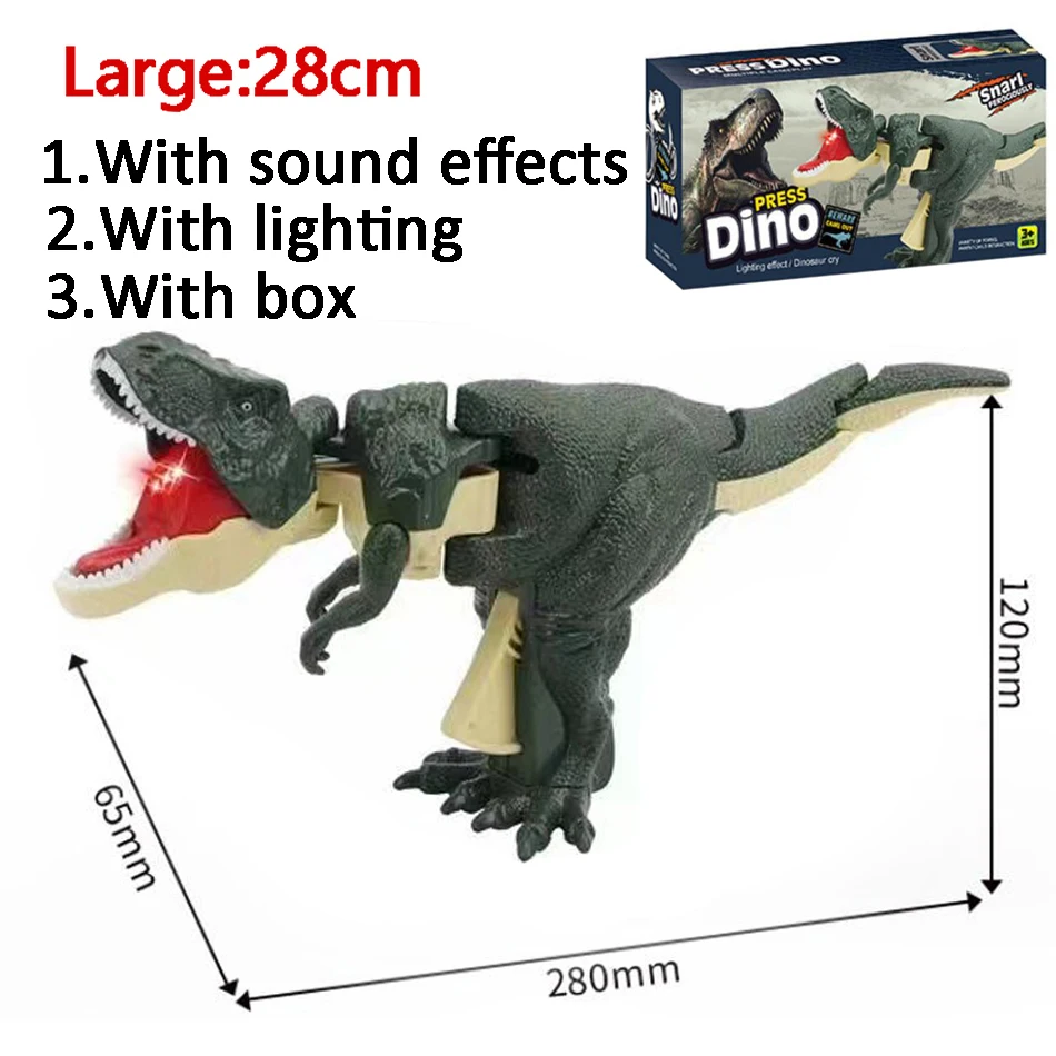 Dinozaur Zazaza dzieci prasa ręczna automatyczne ugryzienie huśtawki Model symulacyjny dinozaury zabawki tyranozaza Rex dla dzieci prezent