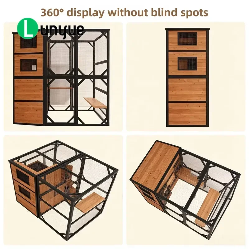 4-Story Outdoor Wooden Cat House Large Weatherproof Shelter with Multiple Platforms for Indoor and Outdoor Cats Durable Pet