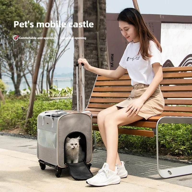 DODOPET Pet Multi-functional Out Trolley Case Disassembly Polyester Portable Foldable Pet Dog Carriers Bags Trolley Box - Image 3