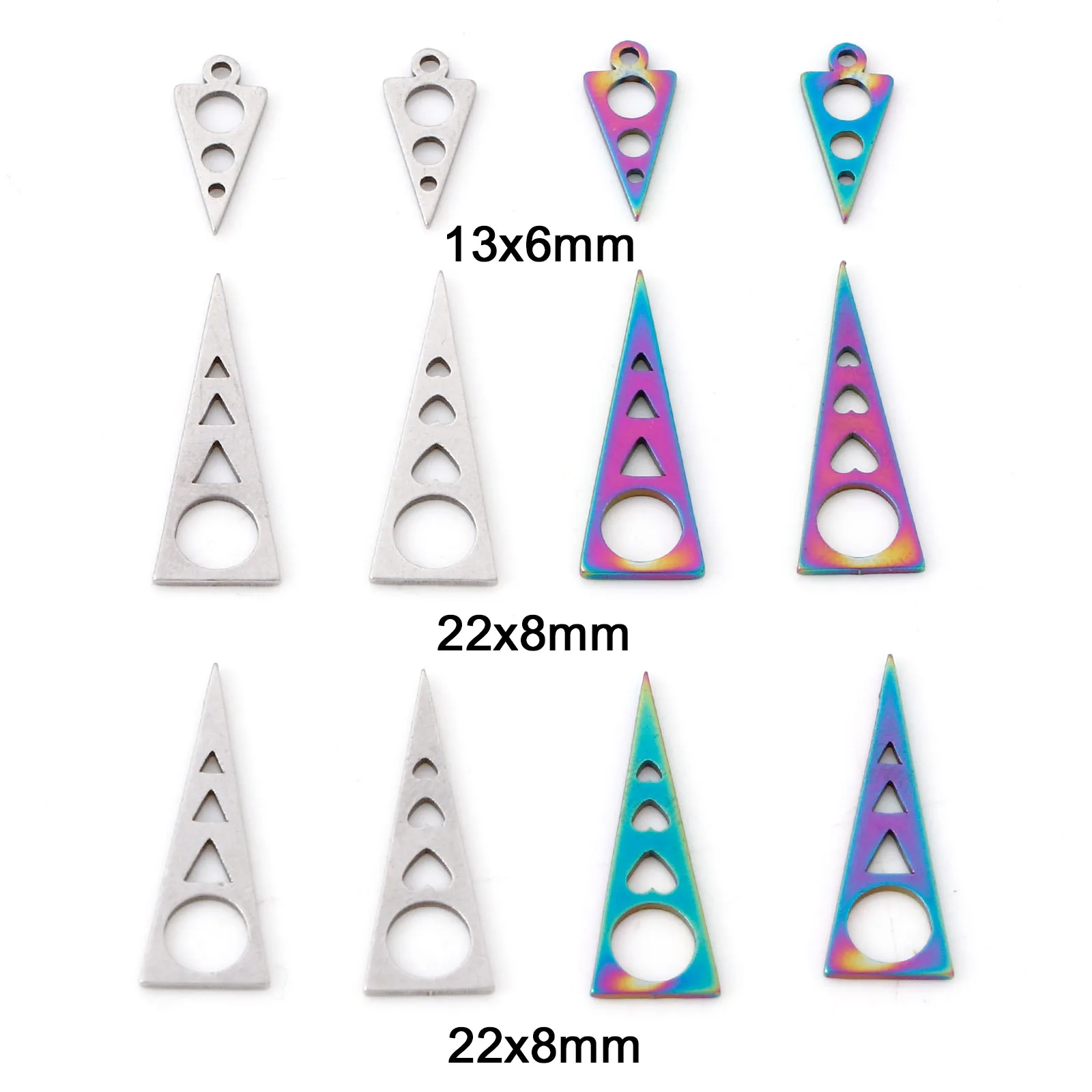 Fashion Stainless Steel Geometry Triangle Charms Pendants Rainbow Color Charms For Jewelry Making Diy Necklace Findings, 10 PCs