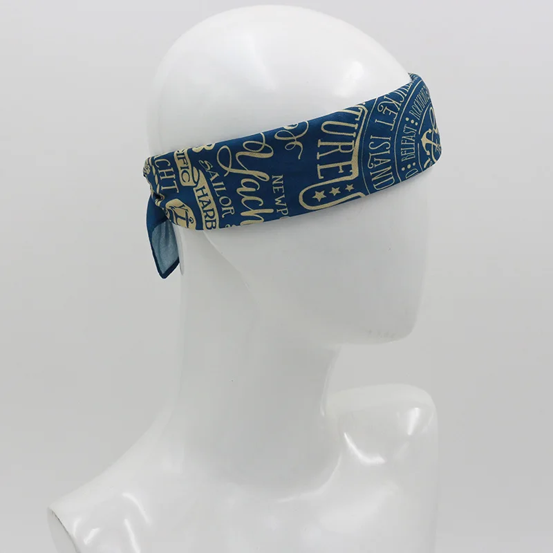 Vintage Color Yellow Green Blue Sailor Anchor Bandanas Cotton Men Pocket Square Ladies Headband Head Scarf Neckerchief Headwear