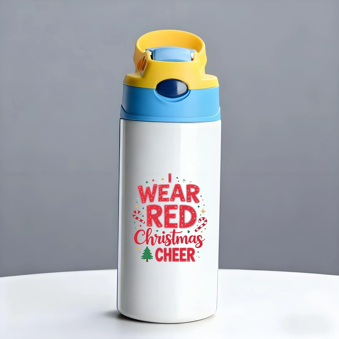 304 الفولاذ المقاوم للصدأ كوب معزول الكرتون عيد الميلاد تحت عنوان كوب بقشة الأطفال زجاجة ماء مجموعة أرتدي الأحمر عيد ميلاد سعيد