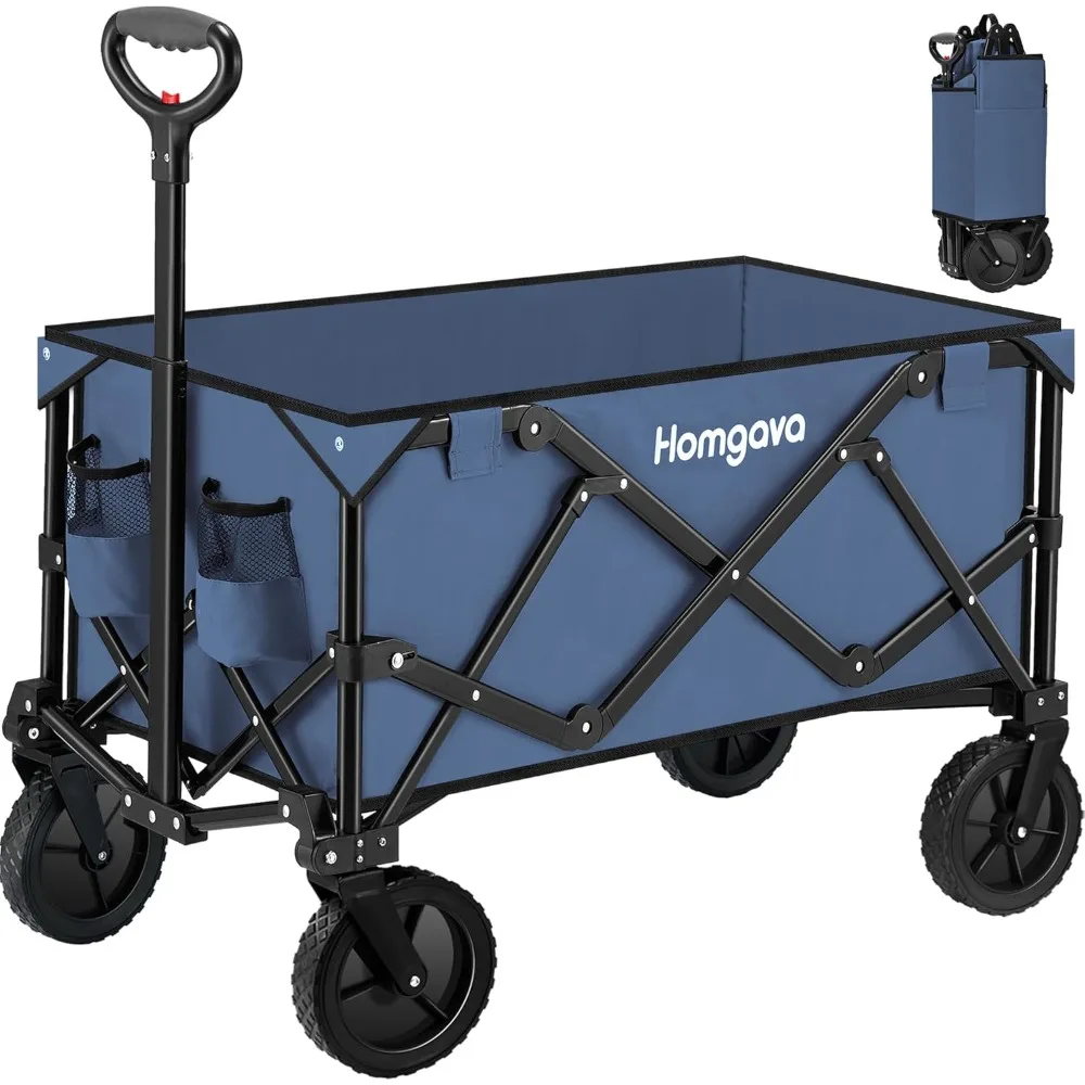 

Collapsible Folding Wagon Cart,Heavy Duty Garden Cart with All Terrain Wheels,Portable Large Capacity Utility Wagon Cart