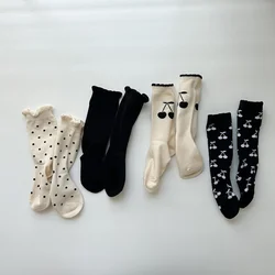 4 Pairs Baby Socks Kids Cherry Pattern Cotton Socks Toddler Children Socks 1-12Y