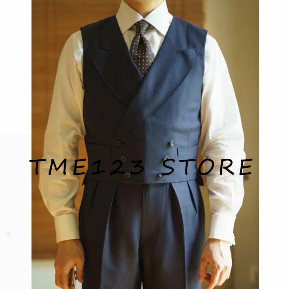 

New Men's Serge Vest Business Casual Double Breasted Sleeveless Vest Vests for Men Waist Coat Suit Male Gilet Mens Formal Man