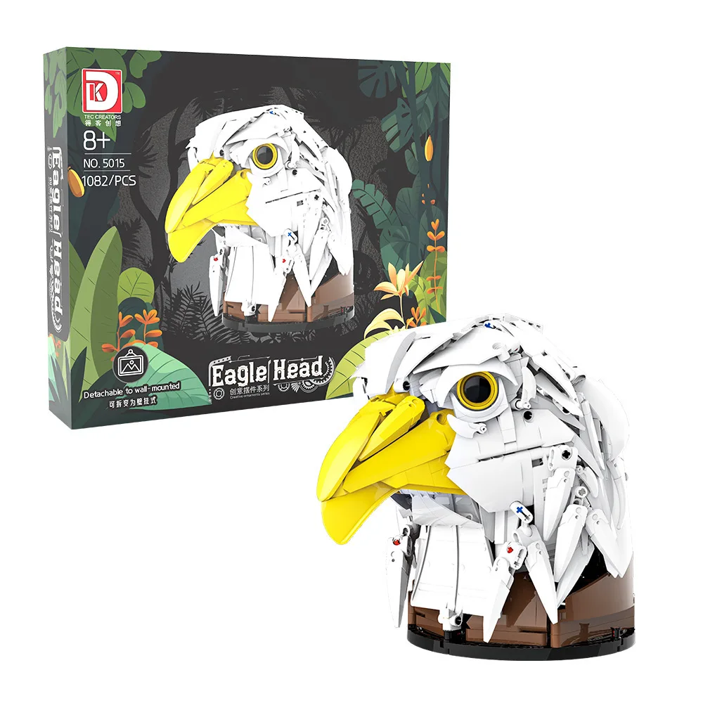 Eagle Head Building Blocks Wolf Bear Bull Deer Animal Wall Mount Art Decor Desk Decorations Ornaments For Boys Girls Adults Gift