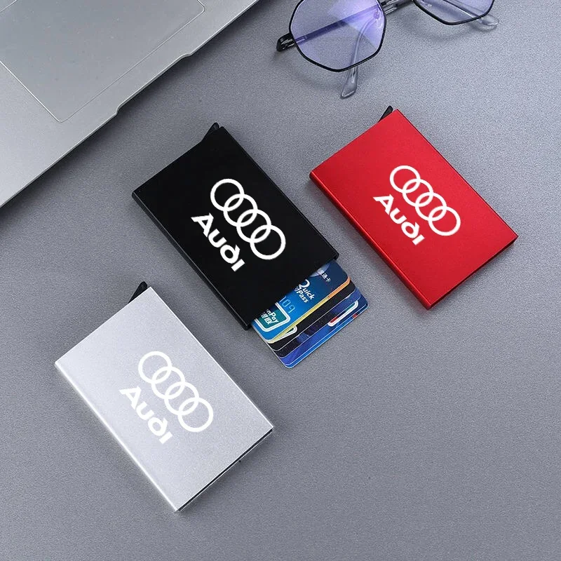 Wallet Automatically Metal Bank Credit Card Holder Thin ID Card For Audi A4 A3 A5 A6 A1 A7 A8 Q2 Q3 Q5 Q7 Q8 TT Accessories