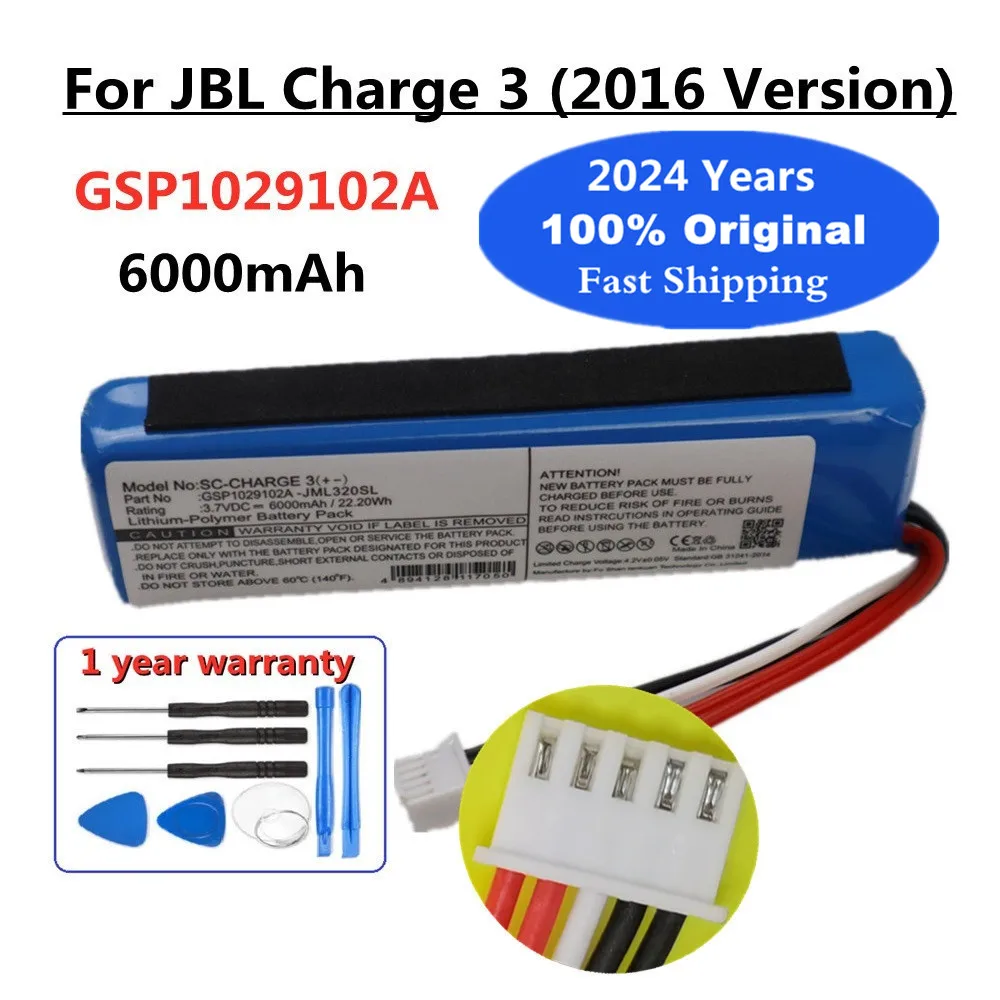 2024 Years Original Edition Bluetooth Audio Battery For JBL Charge 3 2016 Version Charge3 2016 GSP1029102A Speaker Bateria